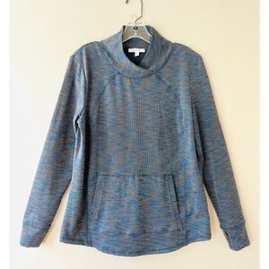 T By Talbots Sz Mp or M reg Blue Heather Space Pattern Pullover Sweatshirt